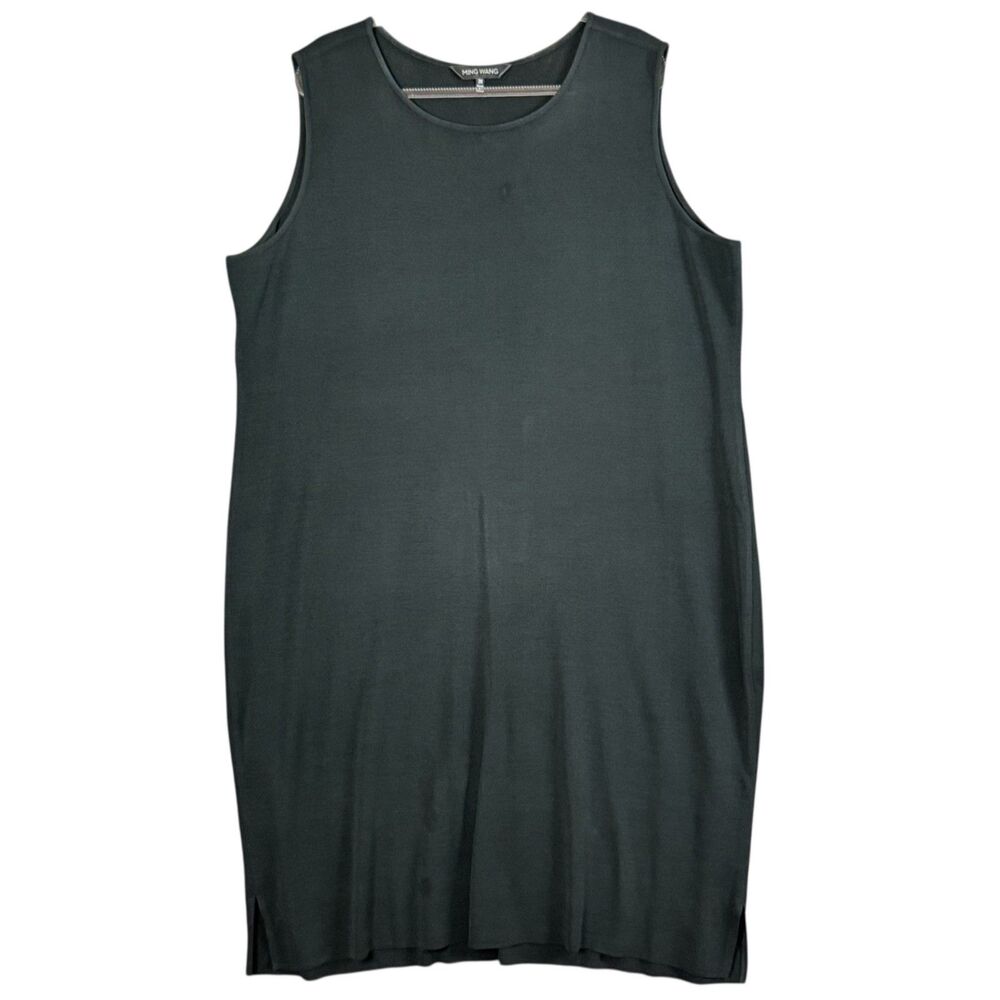 Ming Wang Knit Sheath Tank Dress Size 3X Black Old Money Minimalist Capsule Work